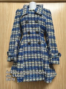 [2hand] Áo khoác dạ tweet dáng váy xanh coban size S M nhỏ 2