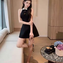 Đầm Yếm Cổ Peter Pan Phối Ren Hoa Sát Nách Dáng A Xòe Ngắn Đính Nơ Tiểu Thư Sang Chảnh Kieupham.shop 6
