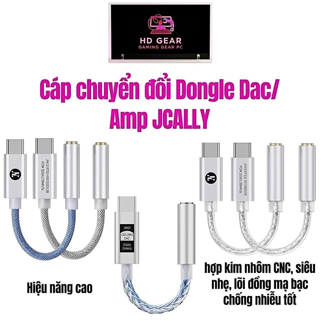 Dongle DAC JCALLY JM12 | Chip KT02H20 | Hỗ trợ đàm thoại | Cáp chuyển đổi âm thanh | Dongle