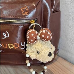 Balo Nữ Dễ Thương Họa Tiết Cún Puppy, Charm Gấu Bông, Nhiều Ngăn Phong Cách Hàn Quốc Thời Trang 2