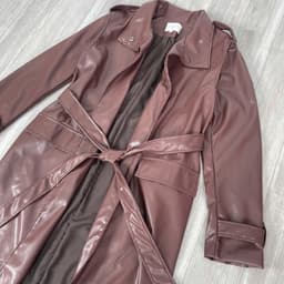 [ Hiền BigSize] Áo Khoác Măng Tô Da Dáng Dài Nữ Kèm Đai Lưng Phong Cách Hàn Quốc - Áo Trench Coat Da Nâu Thu Đông 5