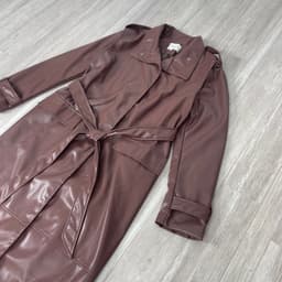 [ Hiền BigSize] Áo Khoác Măng Tô Da Dáng Dài Nữ Kèm Đai Lưng Phong Cách Hàn Quốc - Áo Trench Coat Da Nâu Thu Đông 7