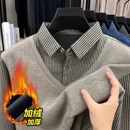 Áo Len Nam Trung Niên Lót Nỉ Nhung Ấm Áp Phối Cổ Sơ Mi Sang Trọng, Lịch Sự 8