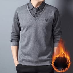 Áo Len Nam Thu Đông Lót Lông Ấm Áp Dành Cho Nam Trung Niên 1