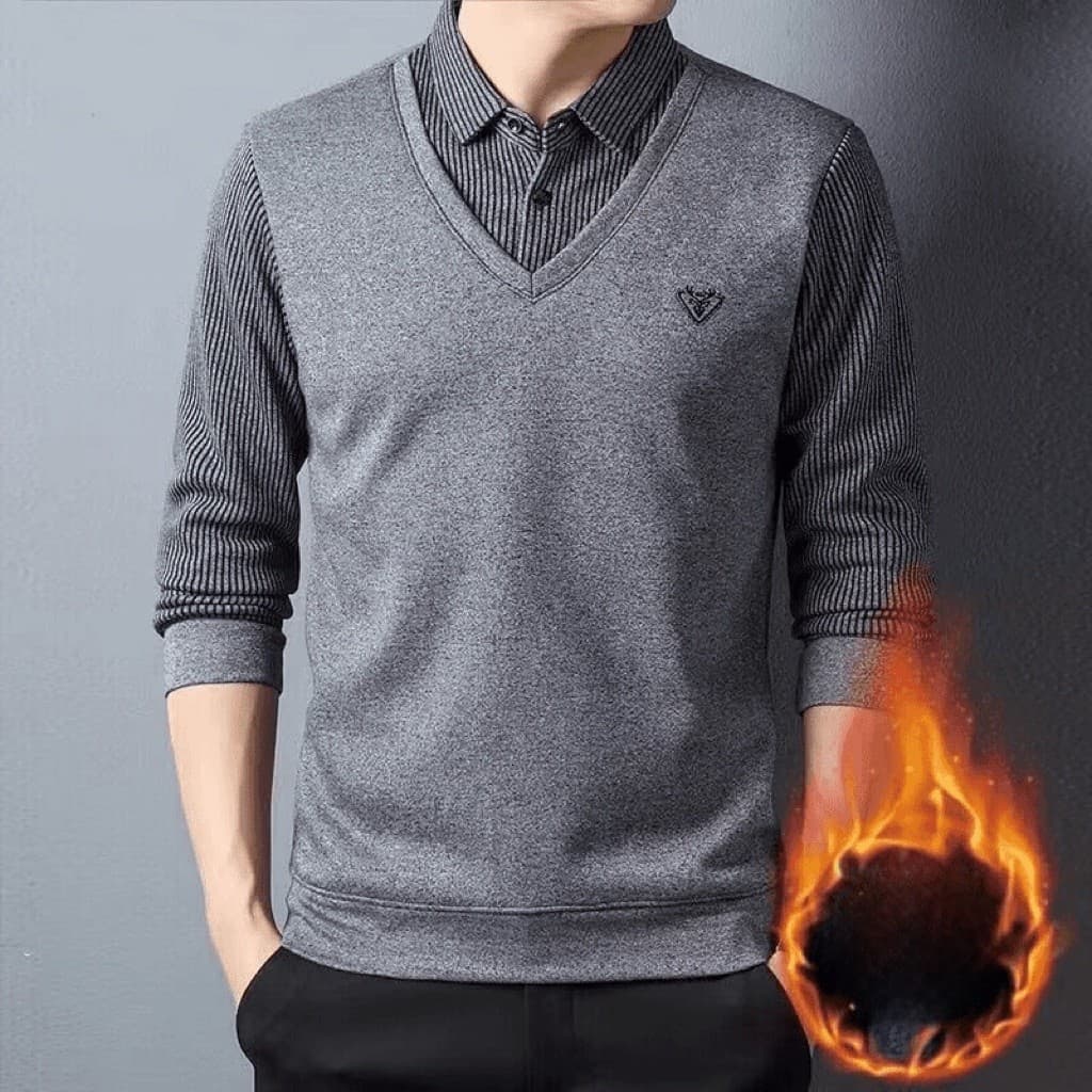 Áo Len Nam Thu Đông Lót Lông Ấm Áp Dành Cho Nam Trung Niên