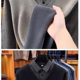 Áo Len Nam Thu Đông Lót Lông Ấm Áp Dành Cho Nam Trung Niên 4