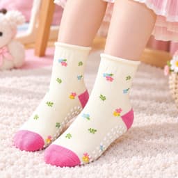 Tất Chống Trơn Trượt Cho Bé 1-12 tuổi  Chất Cotton Mềm Mại Hoạ Tiết Màu Hồng 4