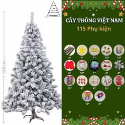 Cây Thông Noel Phủ Tuyết Trắng 12 Tán, Cây Thông Giáng Sinh Trang Trí Nhà Cửa Cửa Hàng, Size M5 M8 (có sỉ ) 2