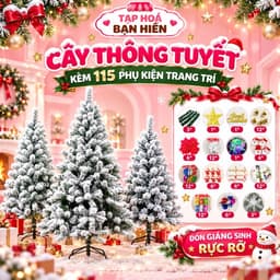 Cây Thông Noel Phủ Tuyết Trắng 12 Tán, Cây Thông Giáng Sinh Trang Trí Nhà Cửa Cửa Hàng, Size M5 M8 (có sỉ ) 1