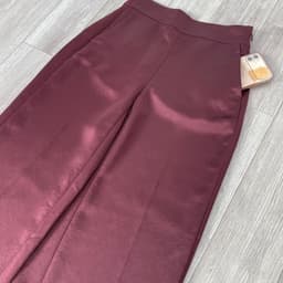 [ Hiền BigSize] Quần Dài LụaSatin Ống Rộng Cạp Cao Nữ - Quần Suông Cạp Cao Màu Đỏ Mận Mặc Đi Làm, Đi Chơi 3
