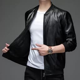 Áo Khoác Da Nam Lót Lông Cao Cấp Phong Cách Hàn Quốc 5