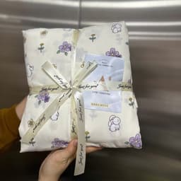 Bộ vỏ chăn ga cotton đũi in hoa 4 món,vỏ chăn có khoá kéo thích hợp dùng 4 mùa 4