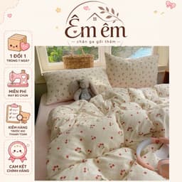 Bộ vỏ chăn ga cotton đũi in hoa 4 món,vỏ chăn có khoá kéo thích hợp dùng 4 mùa 1