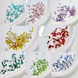 Đá đính móng nail nhiều màu, mix hình tim sao giọt nước, đế bạc – Gói khoảng 100 viên 1
