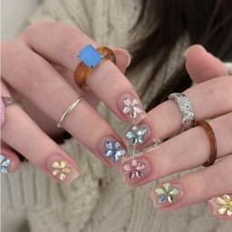 Đá nail giọt nước đa sắc, đính hoa 5 cánh trang trí móng – Gói 50 viên 6