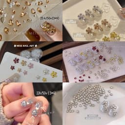 Đá nail giọt nước nhiều màu 3x4mm, đính hoa 5 cánh trang trí móng – Gói 50 viên 1