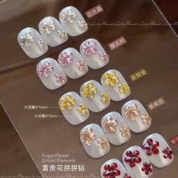 Đá nail giọt nước nhiều màu 3x4mm, đính hoa 5 cánh trang trí móng – Gói 50 viên 4