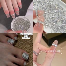 Hạt đính móng đá vuông kích thước 1.5x3mm 50 viên phụ kiện làm móng trang trí 1