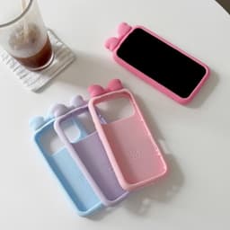 [SẴN HOẢ TỐC] Ốp Iphone 17 - 18 Pro / Pro Max silicon màu hồng charm nơ dễ thương in vân nổi tiểu thư cute 3