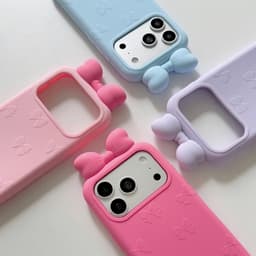 [SẴN HOẢ TỐC] Ốp Iphone 17 - 18 Pro / Pro Max silicon màu hồng charm nơ dễ thương in vân nổi tiểu thư cute 2