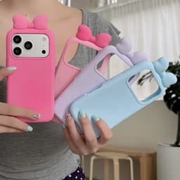 [SẴN HOẢ TỐC] Ốp Iphone 17 - 18 Pro / Pro Max silicon màu hồng charm nơ dễ thương in vân nổi tiểu thư cute 6
