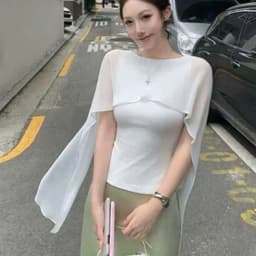 Áo Kiểu Nữ Hở Lưng Phối Voan Che Bắp Tay, Áo 3 Lỗ Nữ Phối Voan 5