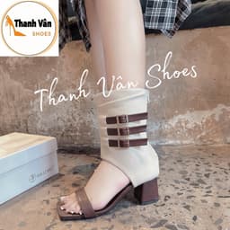 (D0490) Boot nữ 3 quai khoá đế vuông cao 5 phân  -   Thanh Vân Shoes - Bốt nữ/Cao gót 6