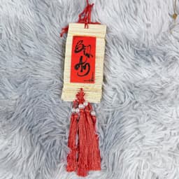 mành tre giấy đỏ in chữ thư pháp mini treo cây, cành đào, cành mai, trang trí Tết... - Xinh Decor 9
