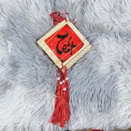 mành tre giấy đỏ in chữ thư pháp mini treo cây, cành đào, cành mai, trang trí Tết... - Xinh Decor 5