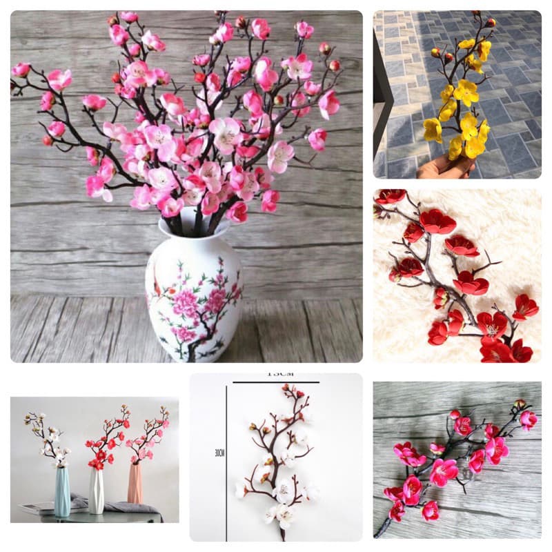 cành đào giả thân cổ 30cm trang trí oản,giỏ quà ,phụ kiện chụp ảnh,decor - Xinh Decor