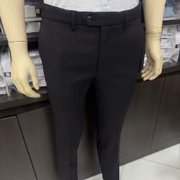 Quần âu nam Owen màu đen regular fit tăng đơ 2 cạp vải  polyester nano QRT262108PT 2