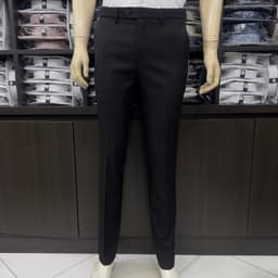 Quần âu nam Owen màu đen regular fit tăng đơ 2 cạp vải  polyester nano QRT262108PT 1