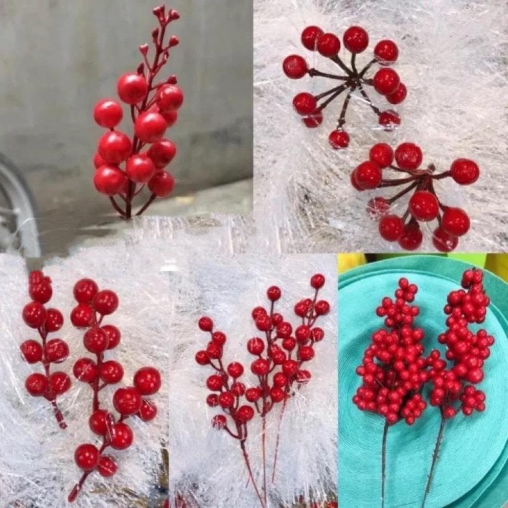 Combo 5 nhánh cherry xốp dài 20cm trang trí oản tài lộc, giỏ quà bó hoa - Xinh Decor