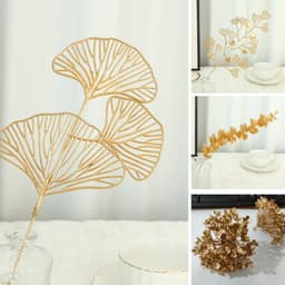 LẺ 3 nhánh rẻ quạt đồng,cành táo vàng,cành tim vàng dùng trang trí oản tài lộc,tháp bánh,tháp nước - Xinh Decor 1