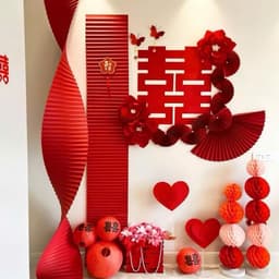 dải giấy đỏ dài gợn sóng 3 kích thước trang trí tiệc cưới, decor Tết 2027 - Xinh Decor 5
