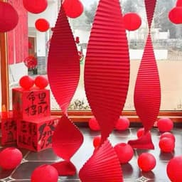 dải giấy đỏ dài gợn sóng 3 kích thước trang trí tiệc cưới, decor Tết 2027 - Xinh Decor 2