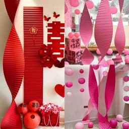 dải giấy đỏ dài gợn sóng 3 kích thước trang trí tiệc cưới, decor Tết 2027 - Xinh Decor 3