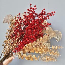 Cành đào đông (cherry)12 nhánh (Loại cao cấp) trang trí Tết, trung thu - ảnh thật - Xinh Decor 1