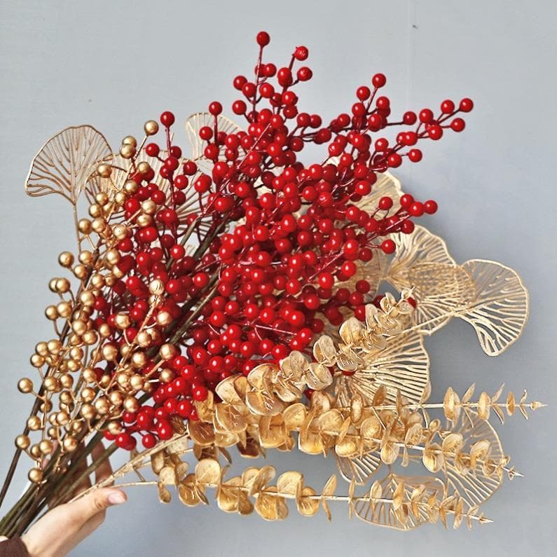 Cành đào đông (cherry)12 nhánh (Loại cao cấp) trang trí Tết, trung thu - ảnh thật - Xinh Decor