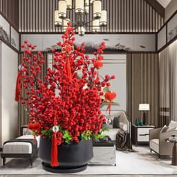 Cành đào đông (cherry)12 nhánh (Loại cao cấp) trang trí Tết, trung thu - ảnh thật - Xinh Decor 3