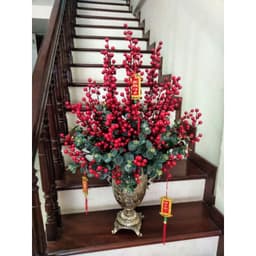 Cành đào đông (cherry)12 nhánh (Loại cao cấp) trang trí Tết, trung thu - ảnh thật - Xinh Decor 2