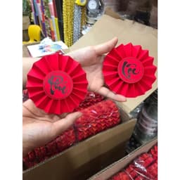 quạt giấy nhung tròn, quạt nhung nửa trang trí oản, giỏ quà Tết, giỏ hoa quả, tháp bánh - Xinh Decor 6
