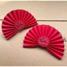 quạt giấy nhung tròn, quạt nhung nửa trang trí oản, giỏ quà Tết, giỏ hoa quả, tháp bánh - Xinh Decor 9