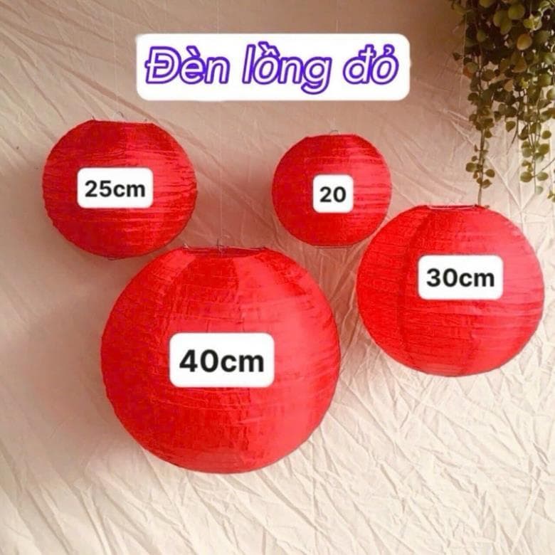 cầu giấy đỏ, lồng đèn vải, lồng đèn đỏ, quả cầu đỏ trang trí Tết, trung thu decor - Xinh Decor