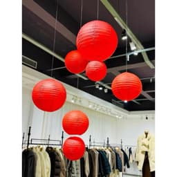 cầu giấy đỏ, lồng đèn vải, lồng đèn đỏ, quả cầu đỏ trang trí Tết, trung thu decor - Xinh Decor 4