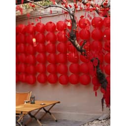 cầu giấy đỏ, lồng đèn vải, lồng đèn đỏ, quả cầu đỏ trang trí Tết, trung thu decor - Xinh Decor 6