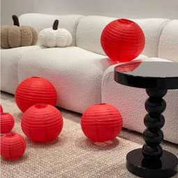cầu giấy đỏ, lồng đèn vải, lồng đèn đỏ, quả cầu đỏ trang trí Tết, trung thu decor - Xinh Decor 2