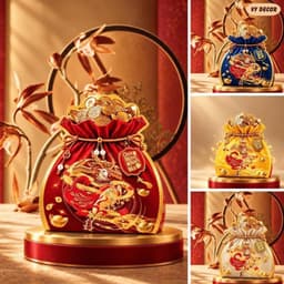 vỏ hộp hình hũ tiền thần tài 2 mặt màu đỏ,vàng đựng trà bánh kẹo decor giỏ quà Tết 2027 - Xinh Decor 1