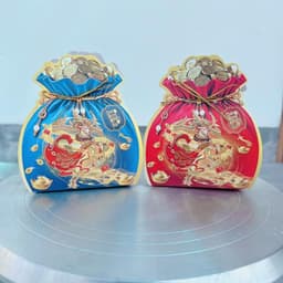 vỏ hộp hình hũ tiền thần tài 2 mặt màu đỏ,vàng đựng trà bánh kẹo decor giỏ quà Tết 2027 - Xinh Decor 8