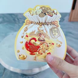 vỏ hộp hình hũ tiền thần tài 2 mặt màu đỏ,vàng đựng trà bánh kẹo decor giỏ quà Tết 2027 - Xinh Decor 9